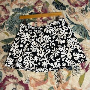 Y2K vintage Lands' End Black and White Floral wrap Skirt